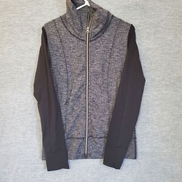 Lululemon Jacket Womens Medium Gray Black Active Yoga Two Tone Full Zip - Picture 1 of 11